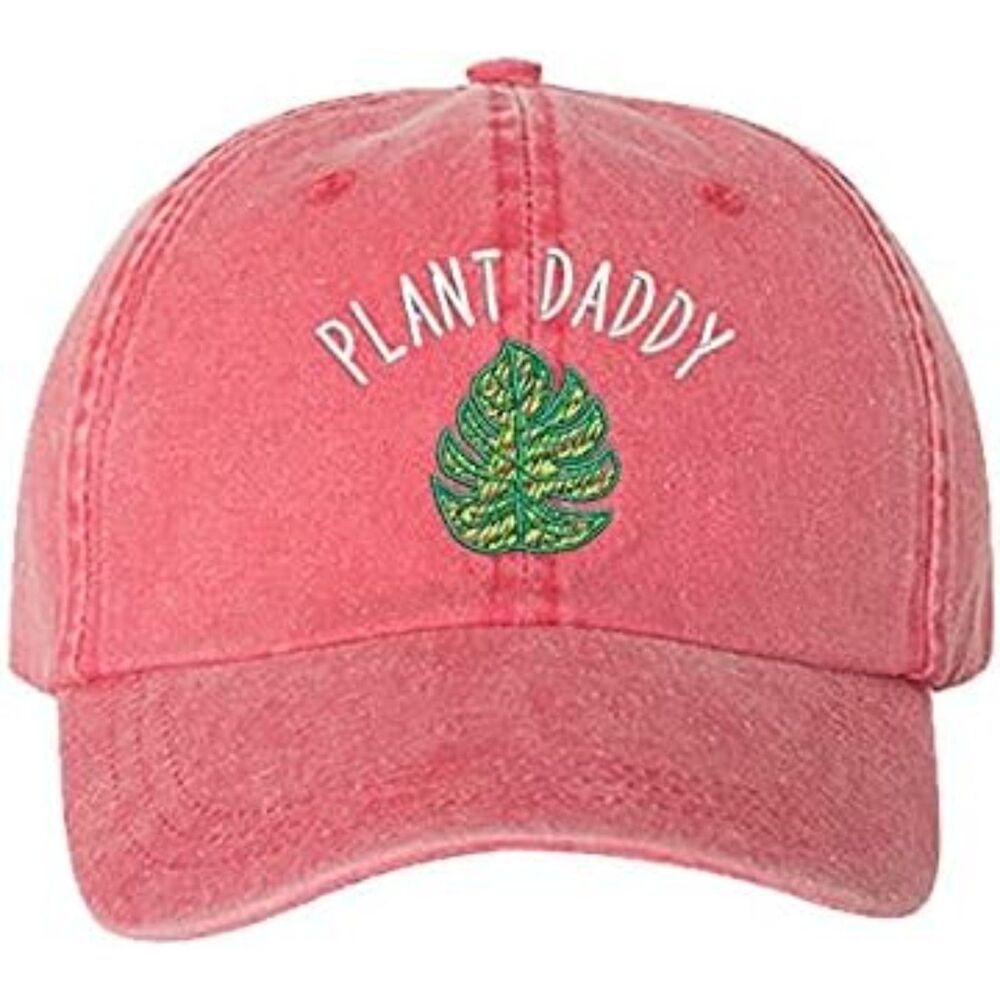 Unisex Red 100% Cotton Plant Daddy Embroidered Adjustable Classic Baseball Cap